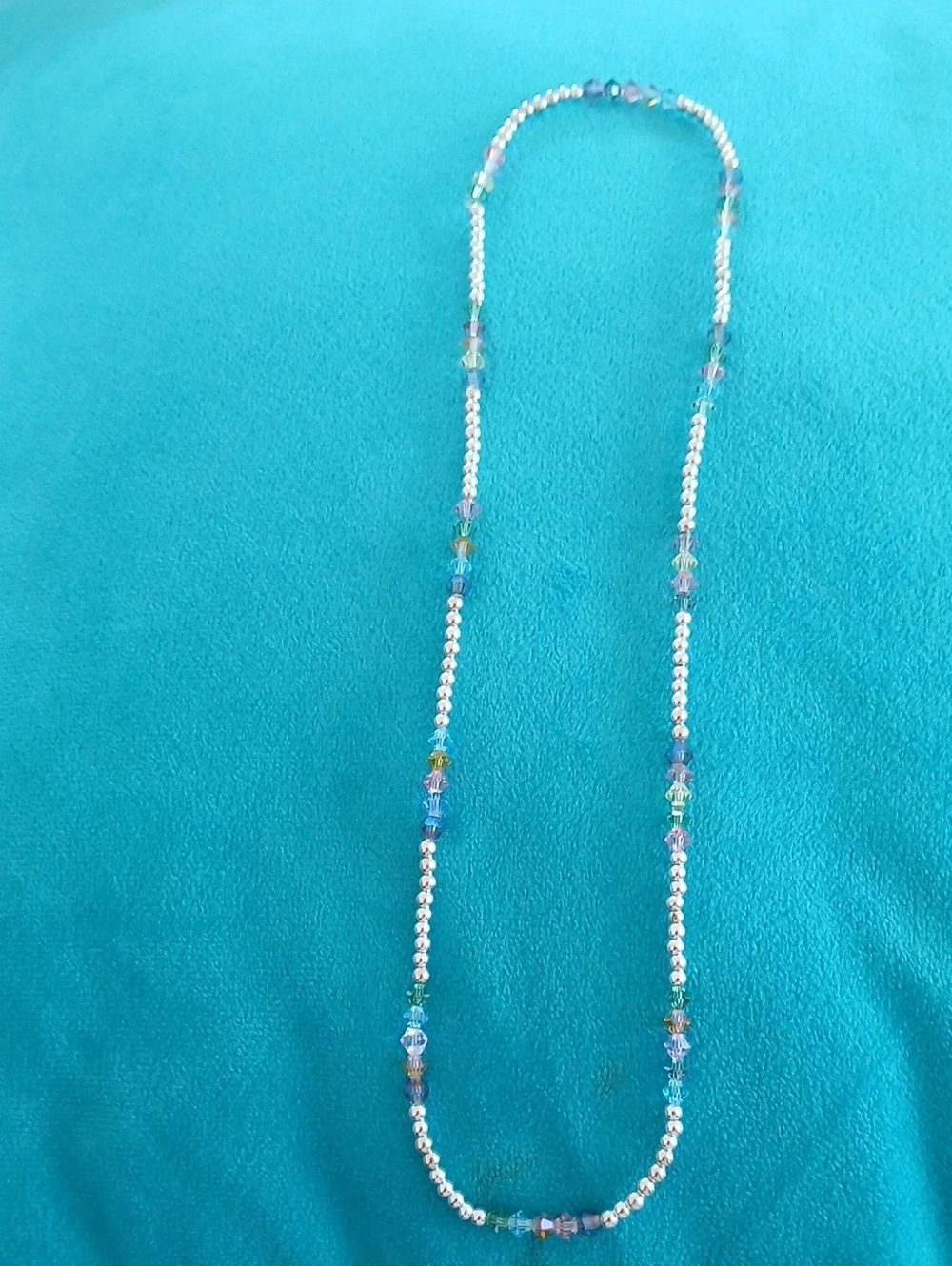Sterling Silver Glass Crystal Beaded Accent Necklace
